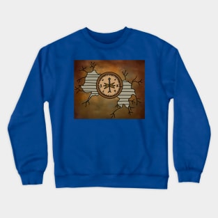 Old Retro Compass Signpost Viking Crewneck Sweatshirt